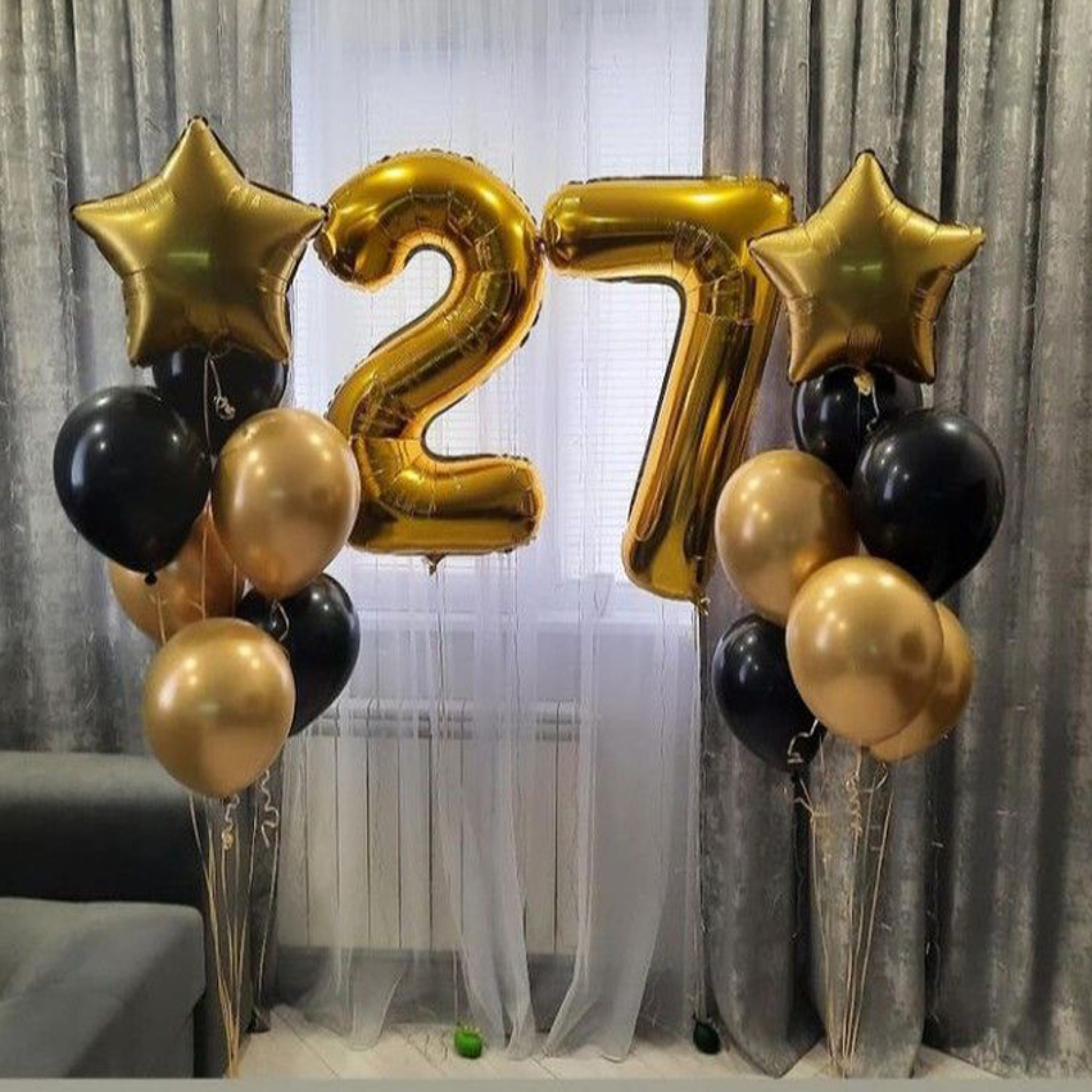 27th Birthday Balloon Bouquet Dubai – Double Helium Number & Dual Bouquet Package