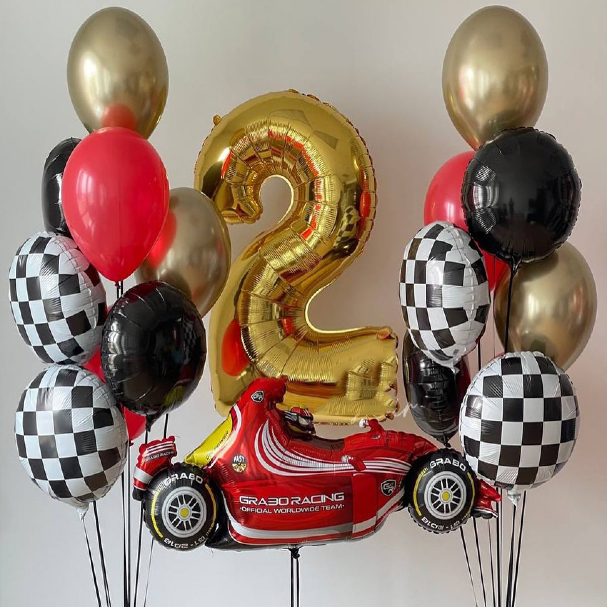 2nd Birthday Sports Theme Balloon Bouquet Dubai – Helium Number & Car Balloon Package