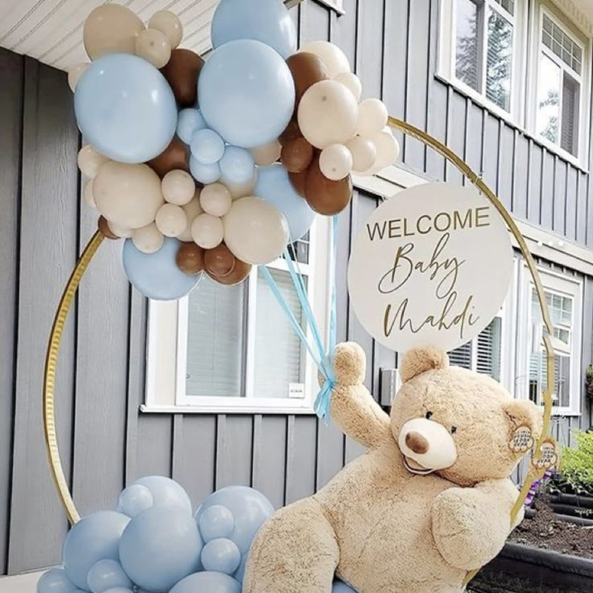 Adorable â€œItâ€™s a Boyâ€ Newborn Balloon Decoration with Teddy Bear