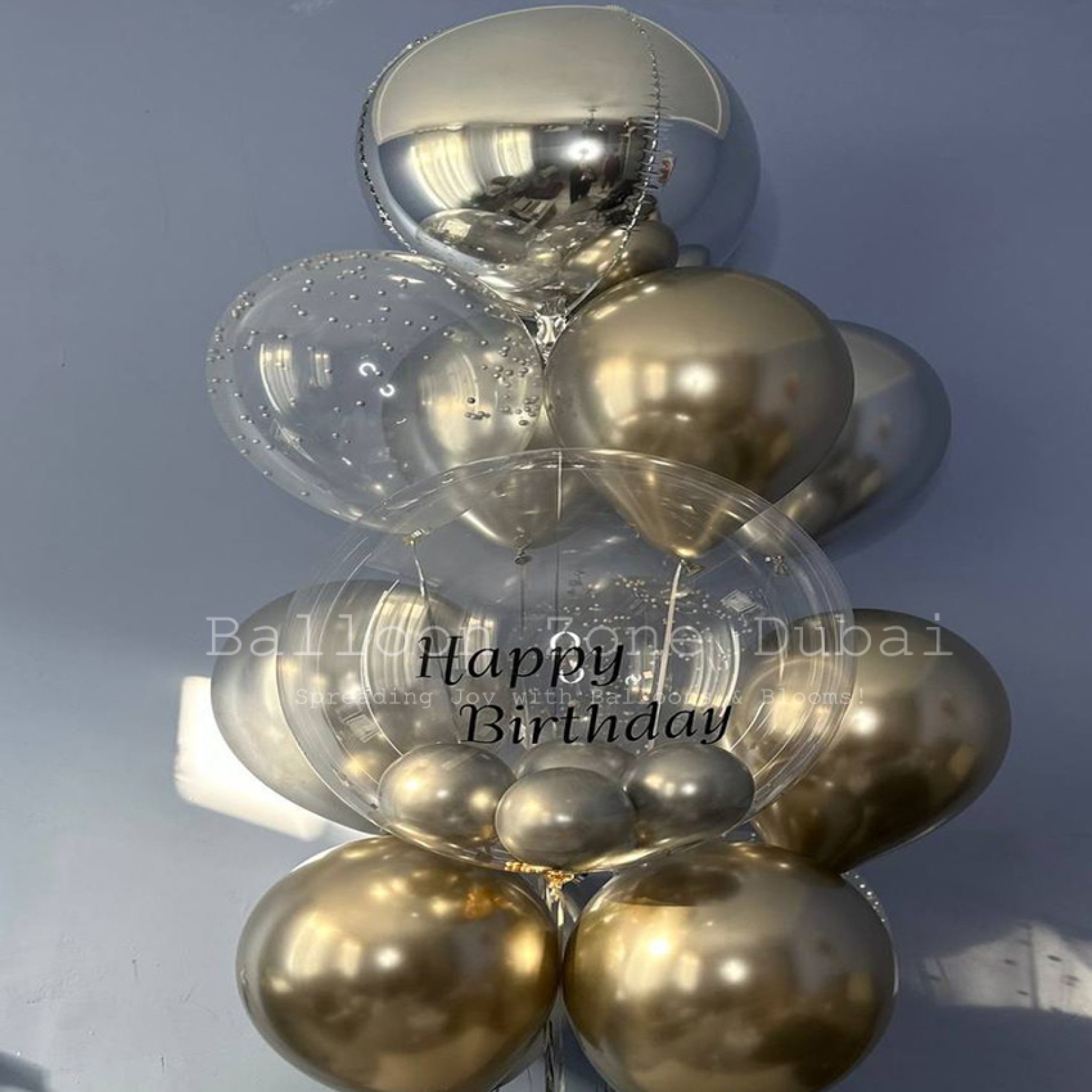 Champagne Gold Customized Orbz Balloon Bouquet Set