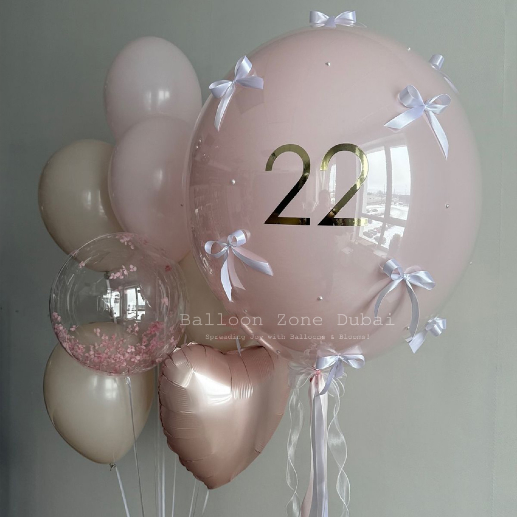 Elegant 22nd Birthday Customized Bubble Balloon Bouquet Set