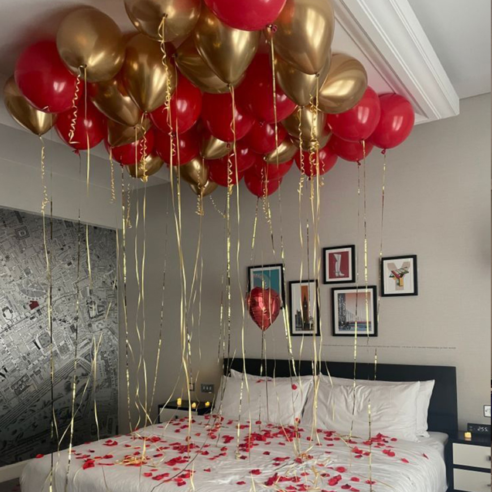 Elegant Ceiling Balloon Surprise for Hotel Rooms in Dubai
