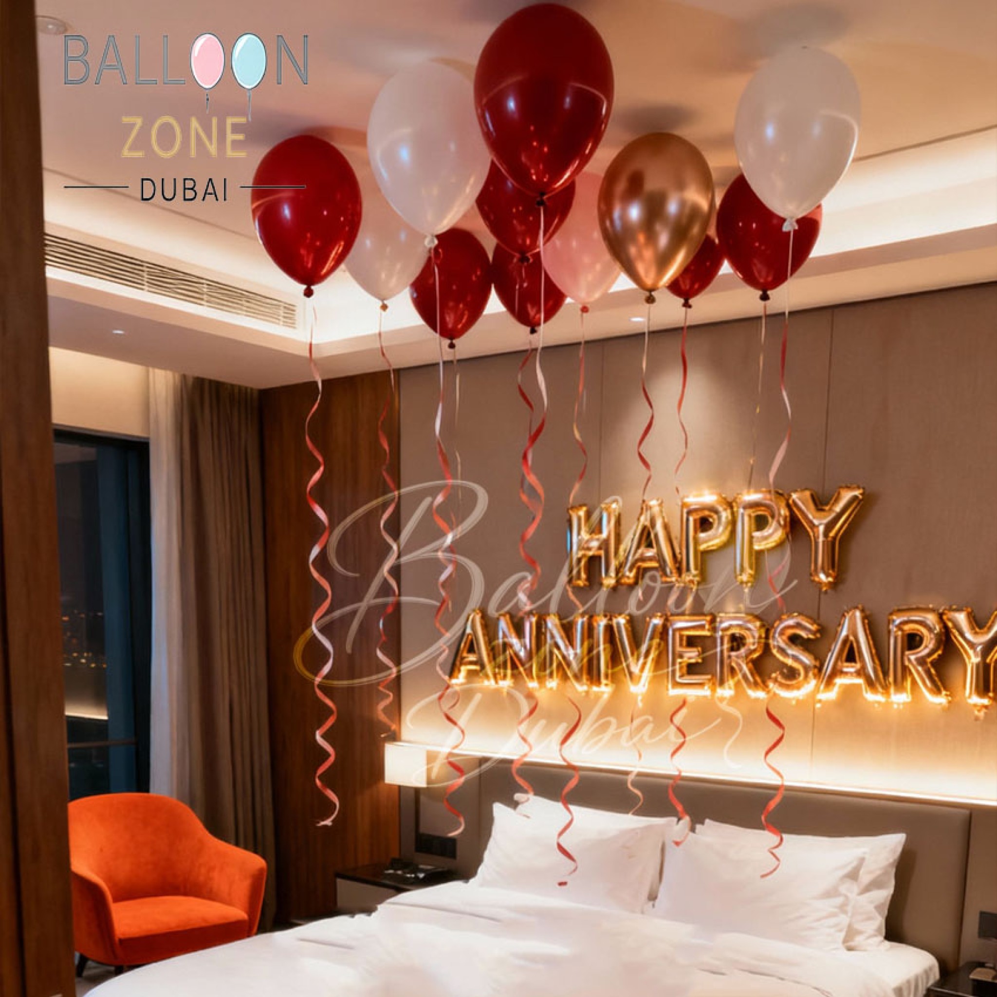 Elegant Happy Anniversary Balloon Decoration Package 