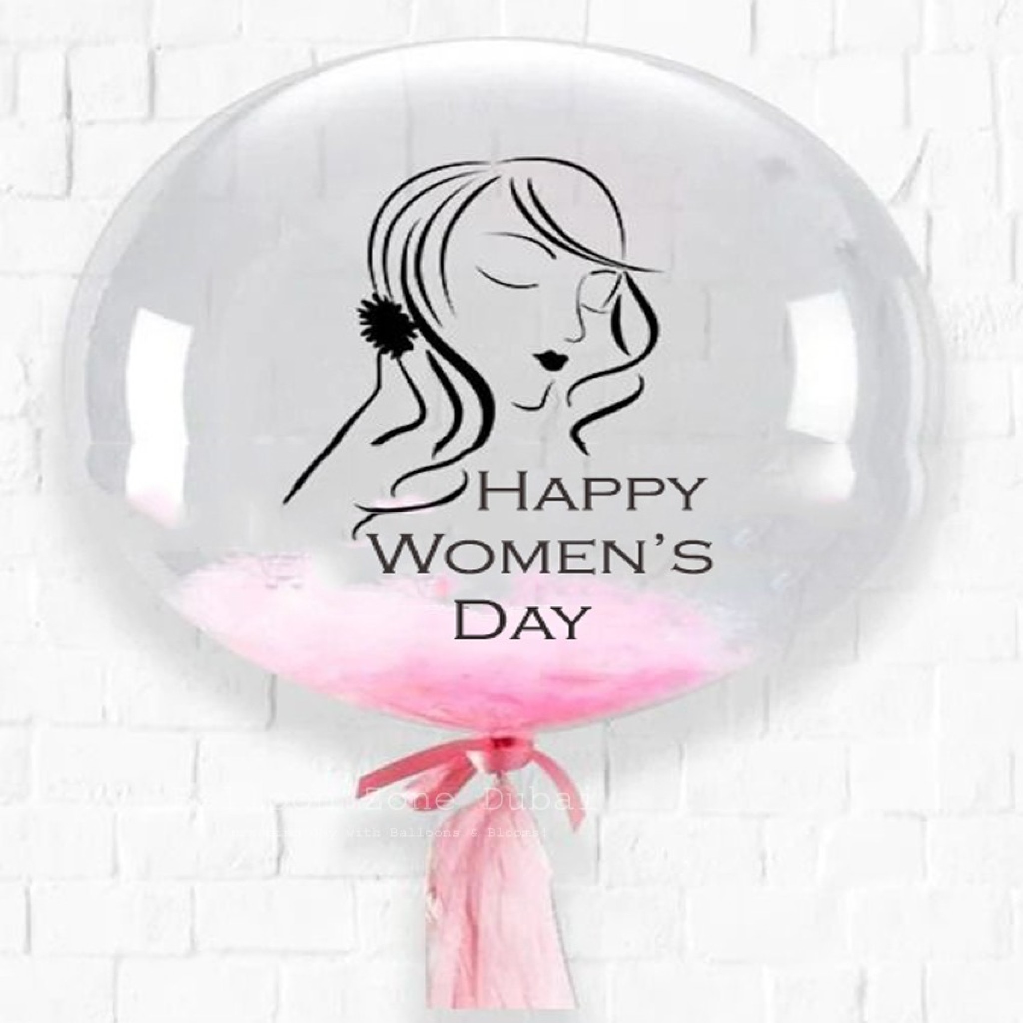 Elegant International Women's Day Crystal Bubble Balloon with Pink Feather Filling*