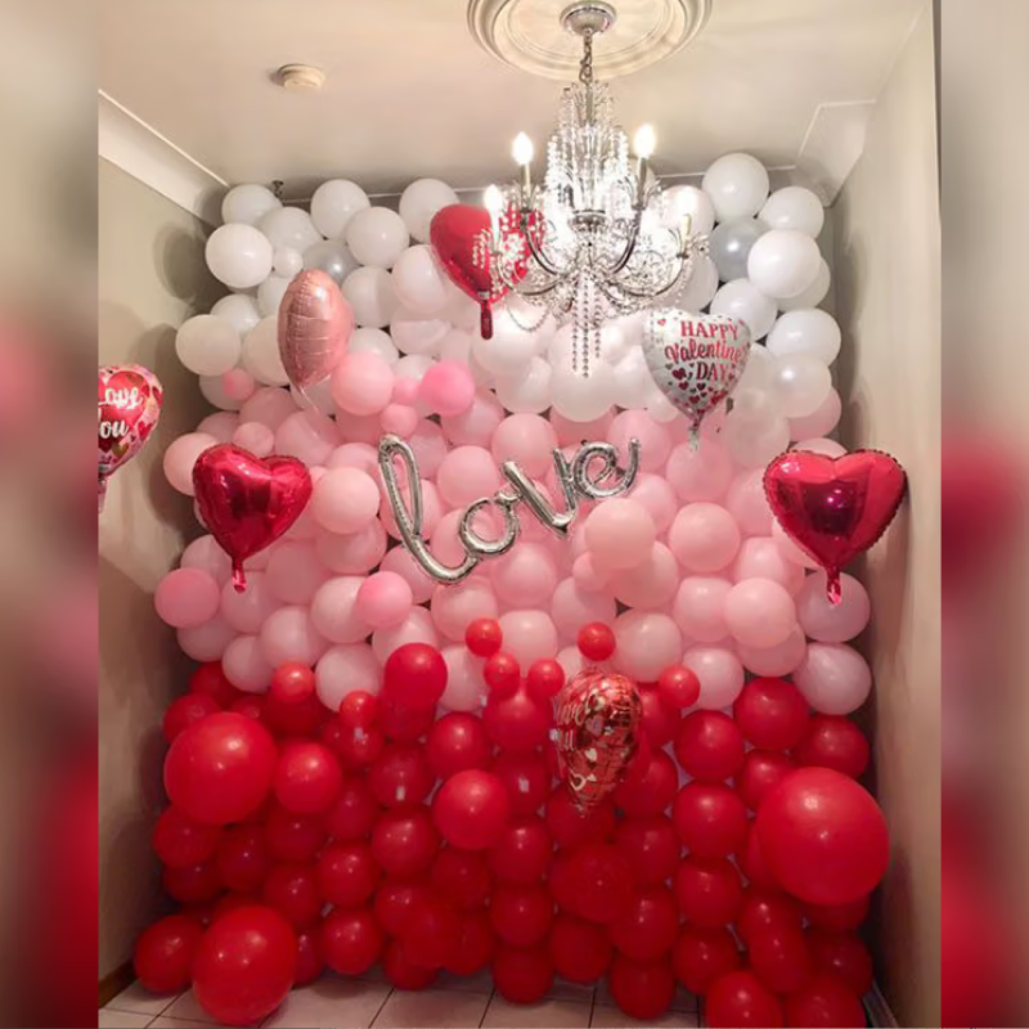 Enchanted OmbrÃ© Romance" Premium Valentineâ€™s Balloon Wall Backdrop