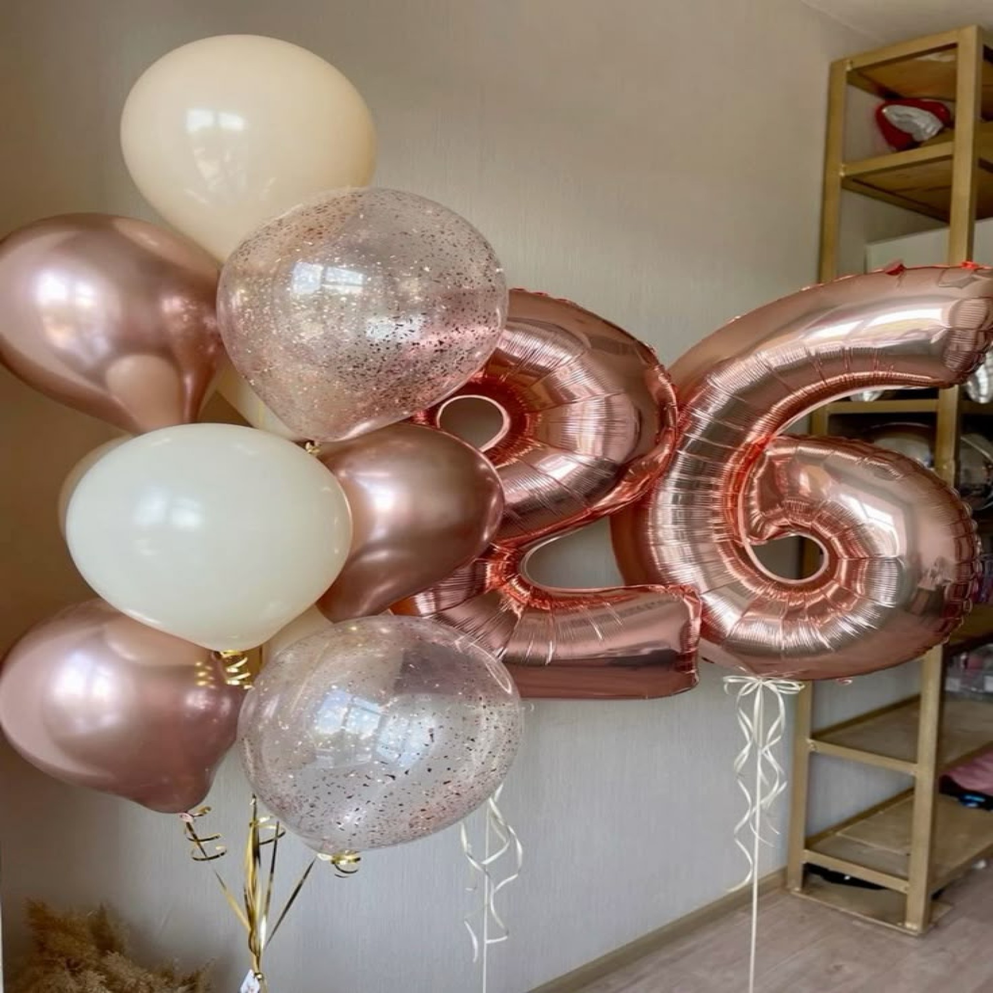 Golden Elegance: Anniversary Balloon Column Tower
