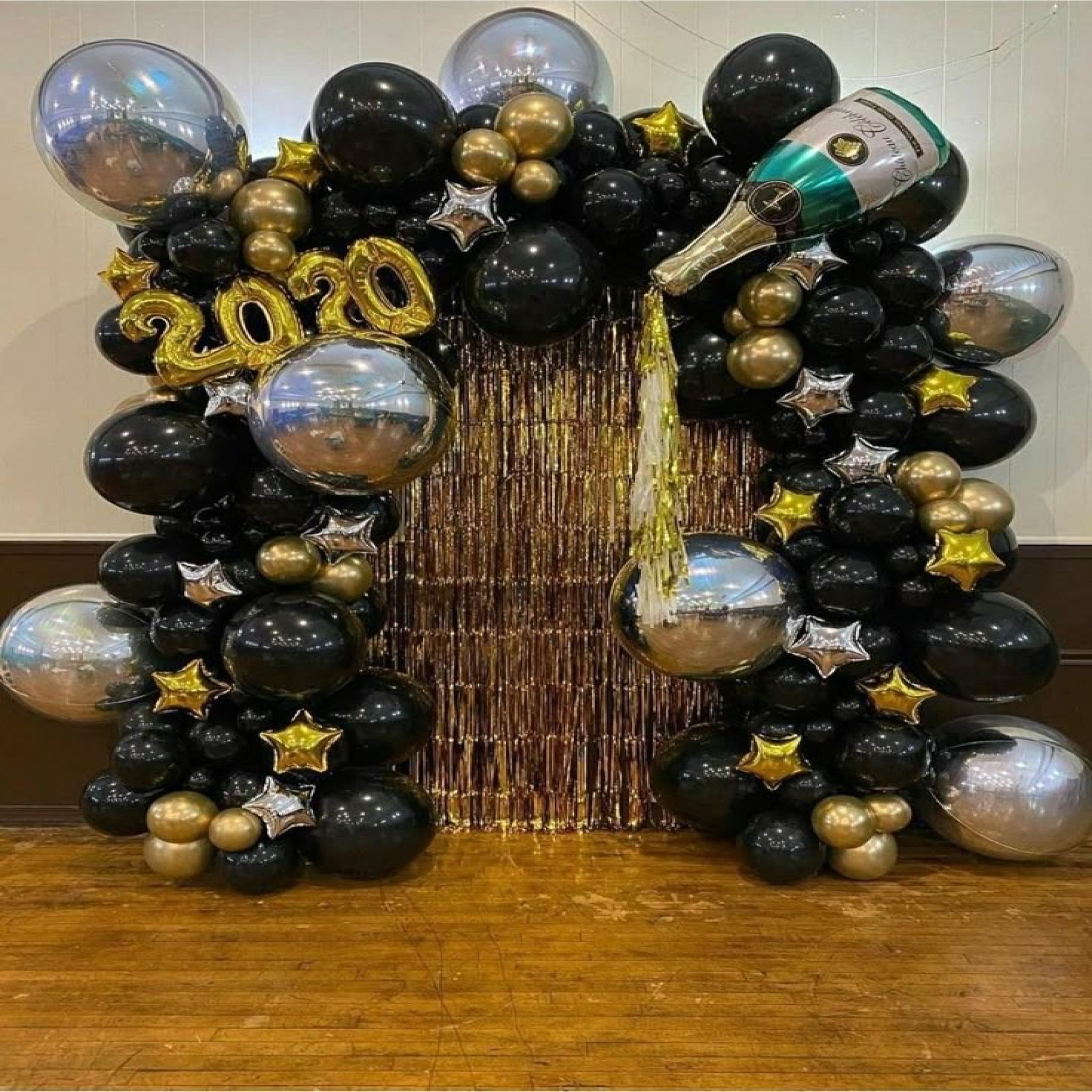 Luxury Black & Gold Balloon Celebration Arch