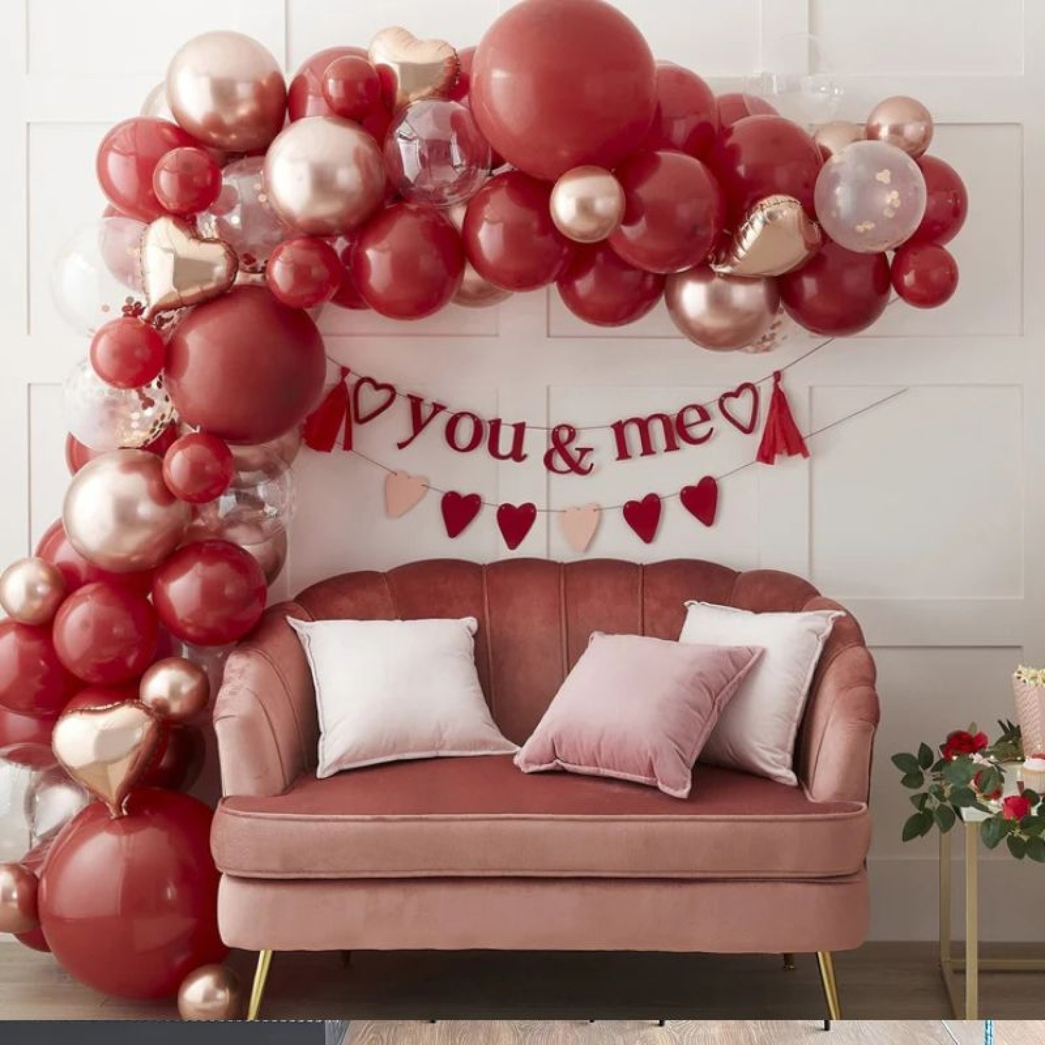Luxury Burgundy & Rose Gold "You & Me" Balloon Garland Kit