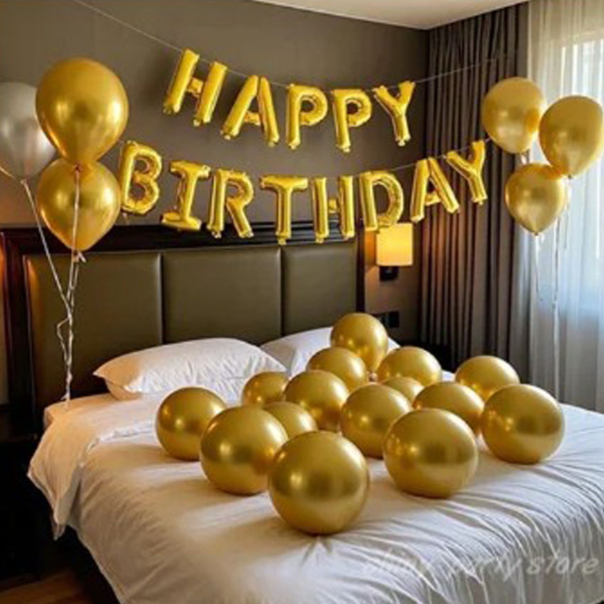 Luxury Chrome Gold Hotel Birthday Surprise Decoration