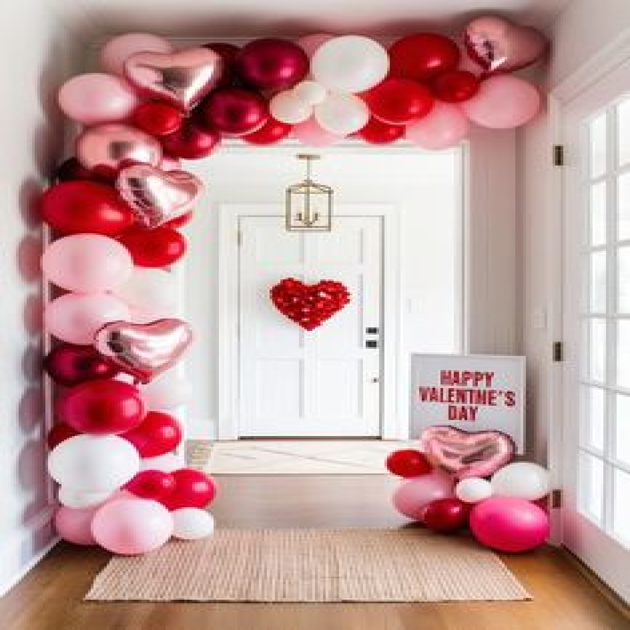 Luxury Valentine's Day Entryway Balloon Arch & Welcome Sign Display