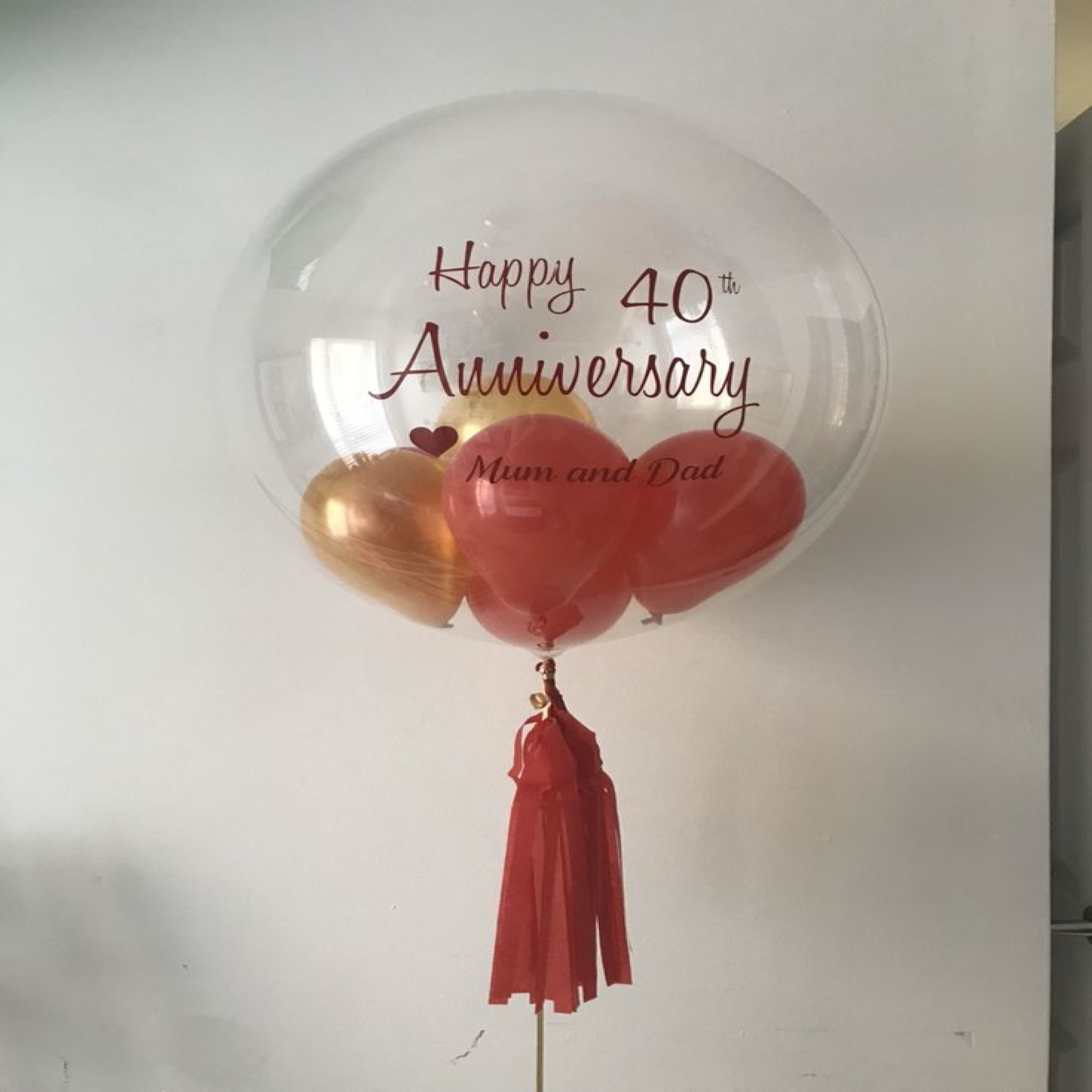 Personalized 40th Ruby Wedding Anniversary Double-Layer Bubble Balloon