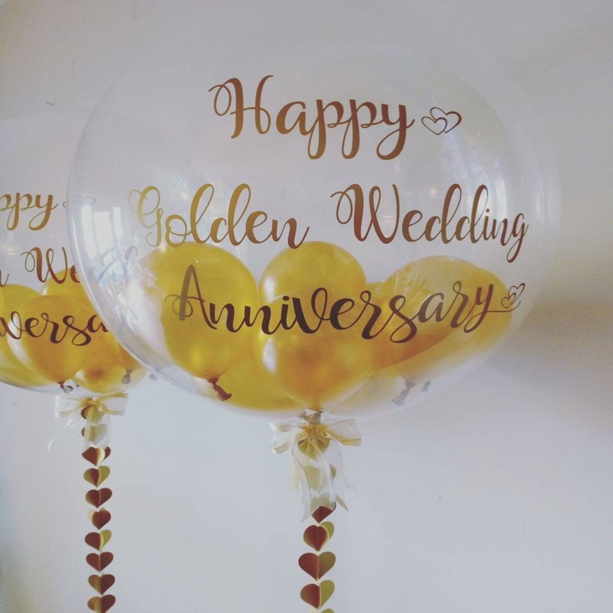 Personalized Golden Wedding Anniversary Crystal Bubble Balloon Centerpiece