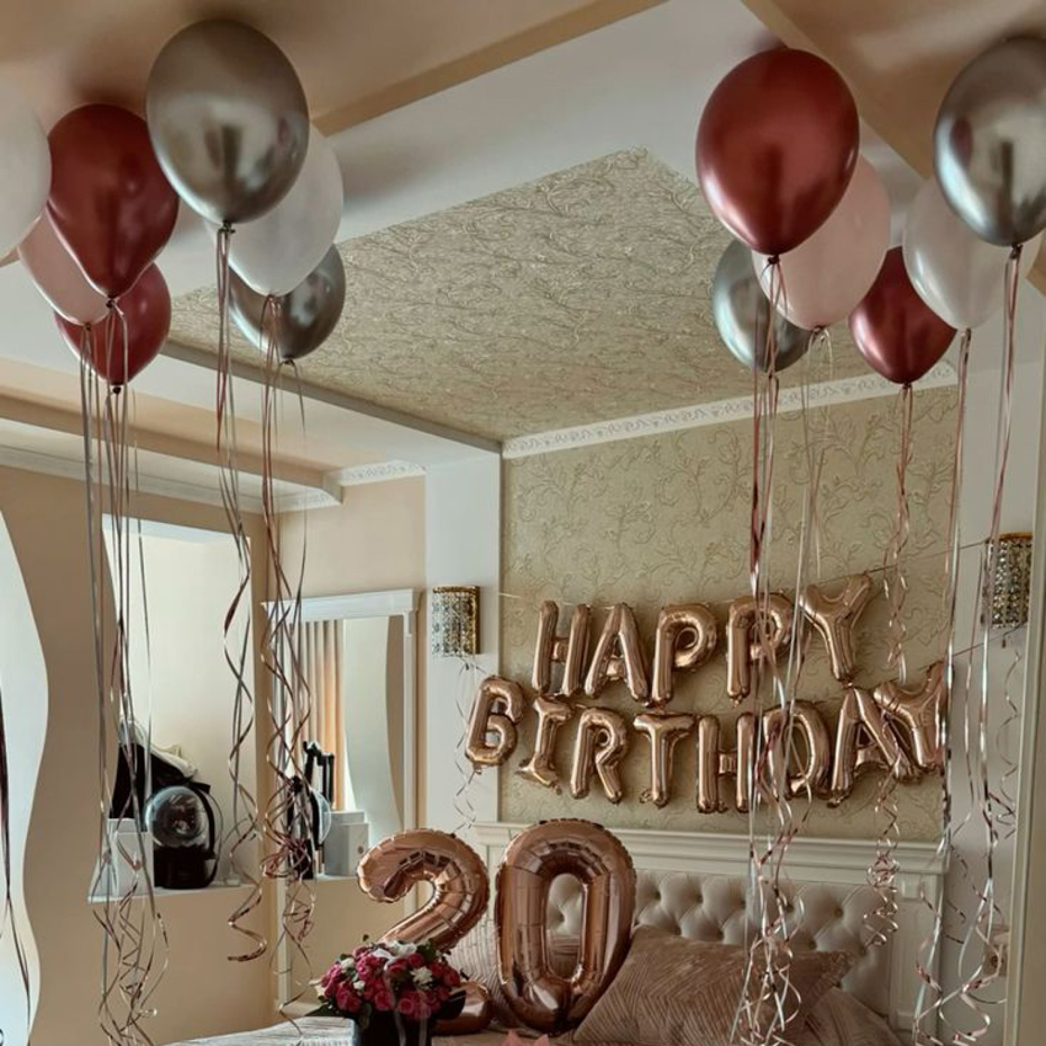 Romantic Hotel Balloon Surprise with Number Balloons  Dubai