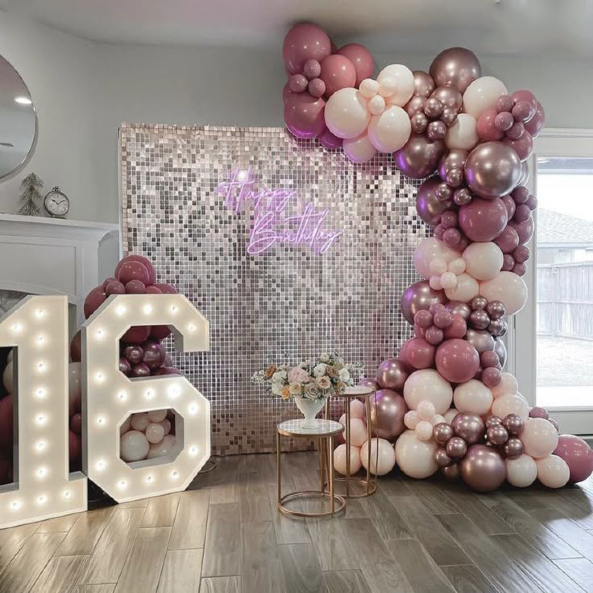 Rose Gold Shimmer Birthday Balloons Decoration Package in Dubai