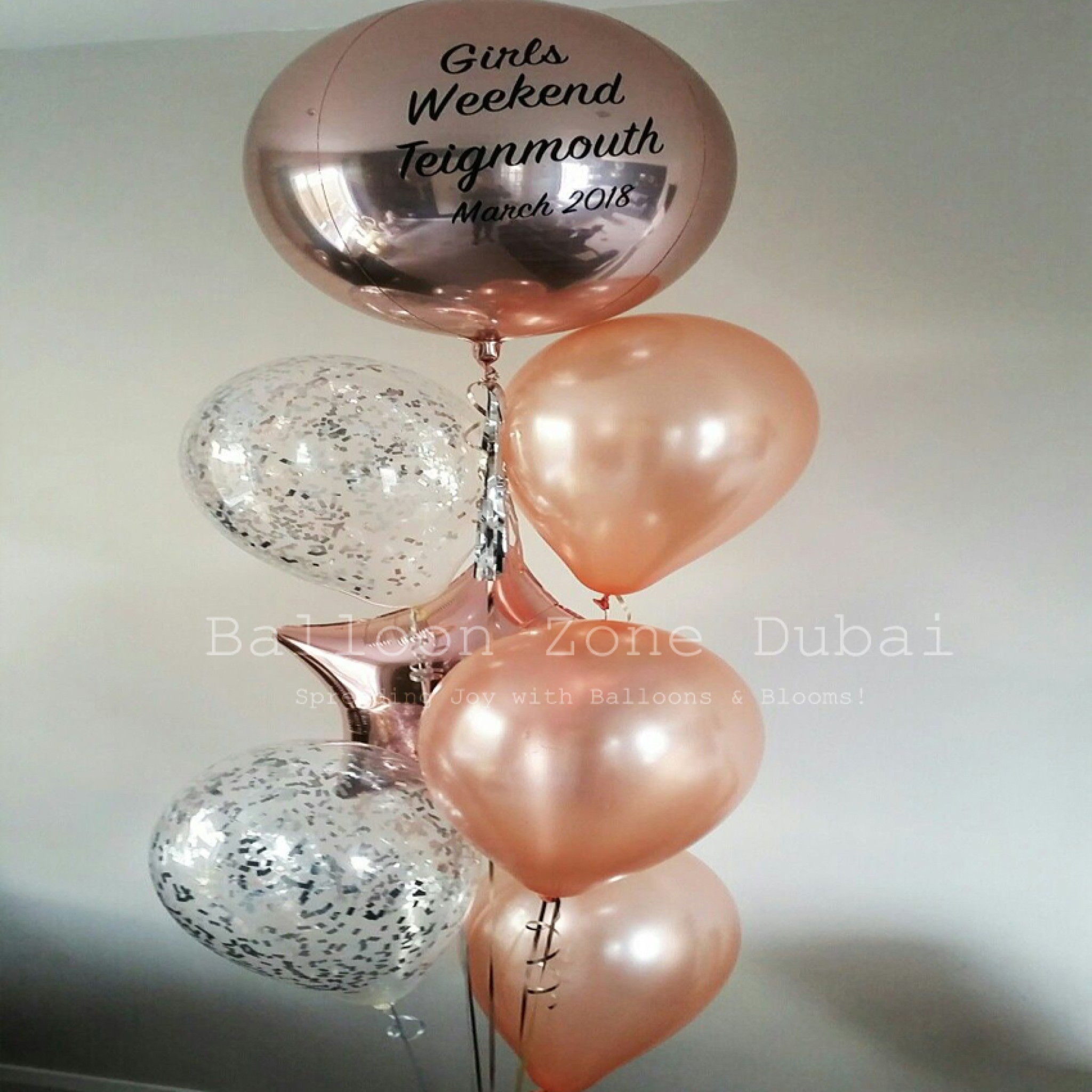 Rose Gold Star Personalized Orbz Balloon Bouquet