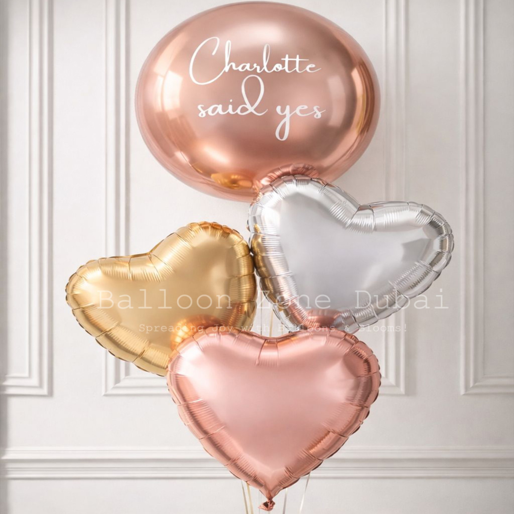 Rose Gold Trio Star Customized Orbz Balloon Bouquet